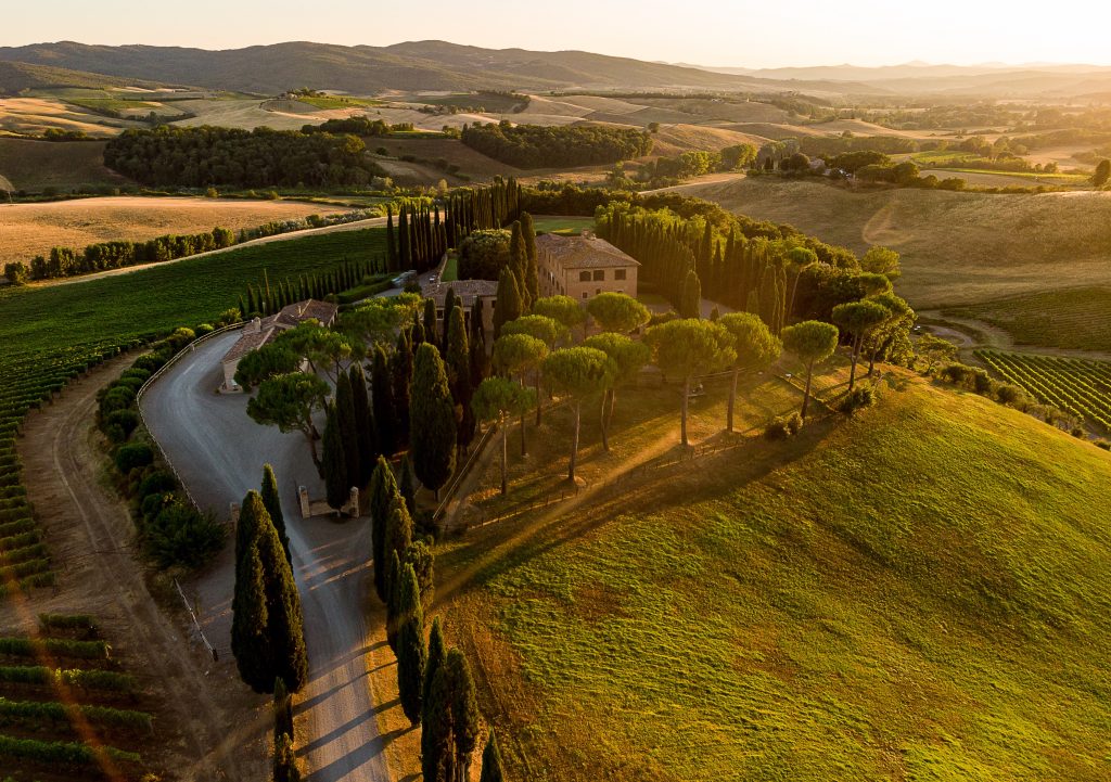 Altessino Winery overlooking Montalcino famous for Brunello wines.