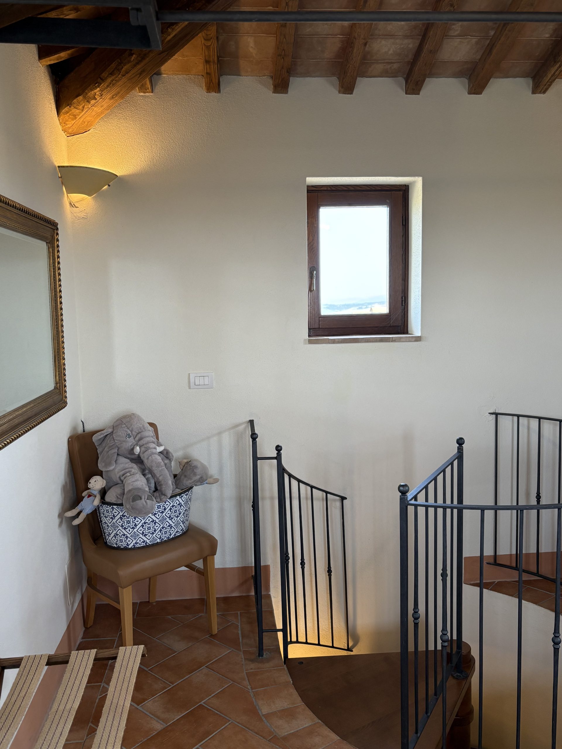 Top of the stairs in the Tower Bedroom at Villa Ampella.